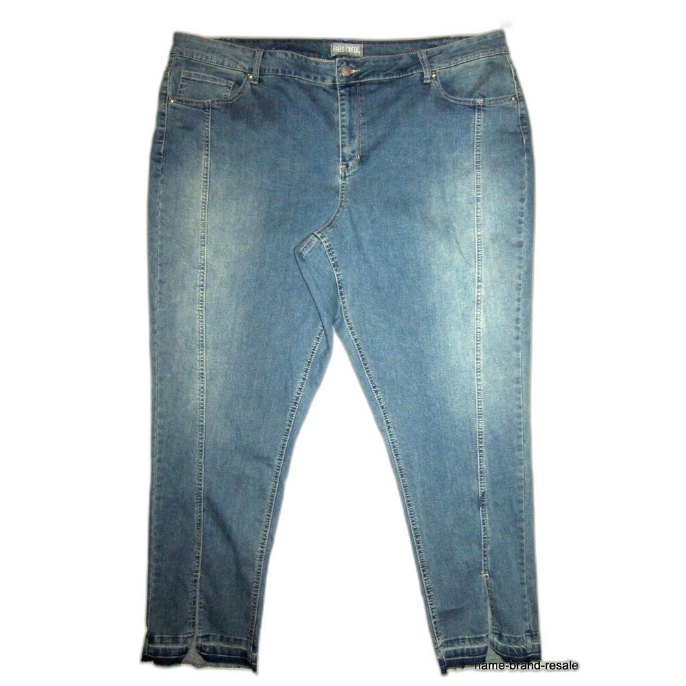 FALLS CREEK NWT Denim Ankle Slim Leg JEANS Womens PLUS 24 3X Frayed Hems NEW